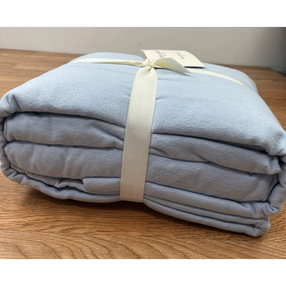 Laura Ashley KING Size Solid Flannel Sheet Set in Blue 100% Cotton NEW